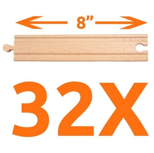 Wooden Railway Straight Tracks Set