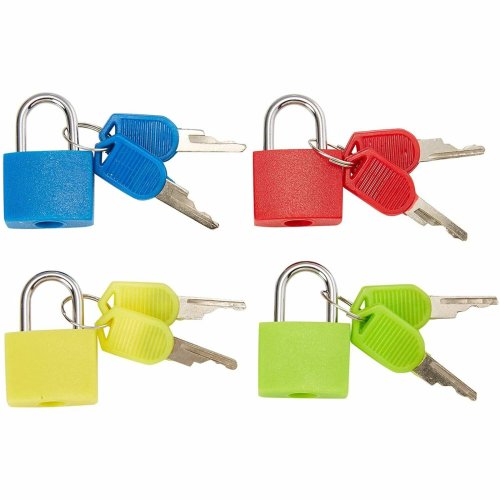 Rainbow Travel Lock Set: Mini Padlocks with Keys (Pack of 4)