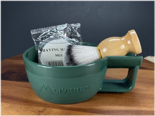 Wooden Shaving Set with Faux Badger Hair Brush and Stand