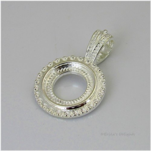 Silver Rope Cabochon Pendant Frame