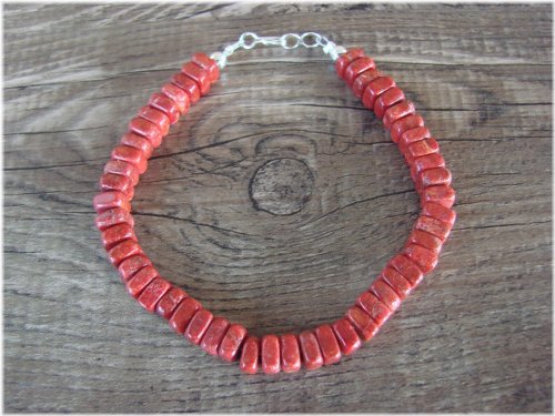 Coral Stone Square Bracelet by Doreen Jake