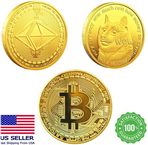 Tri-Coin Commemorative Set: Dogecoin, Bitcoin, Ethereum