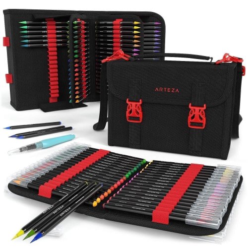 Brush Tip Watercolor Pen Set with Travel Case