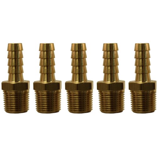 Brass Hose Fitting Pack of 5 - 3/8" Barb x 3/8" MPT