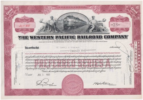 Pacific Union Stock Certificate