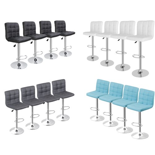 Square Leather Swivel Stool Set