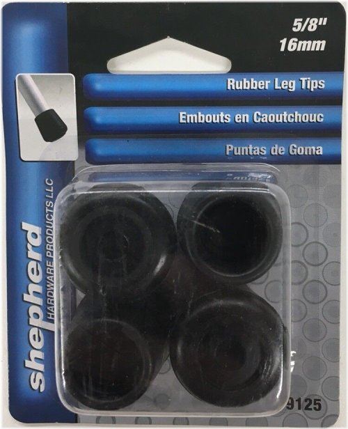 Rubber Leg Tips, Black, 4-Pack