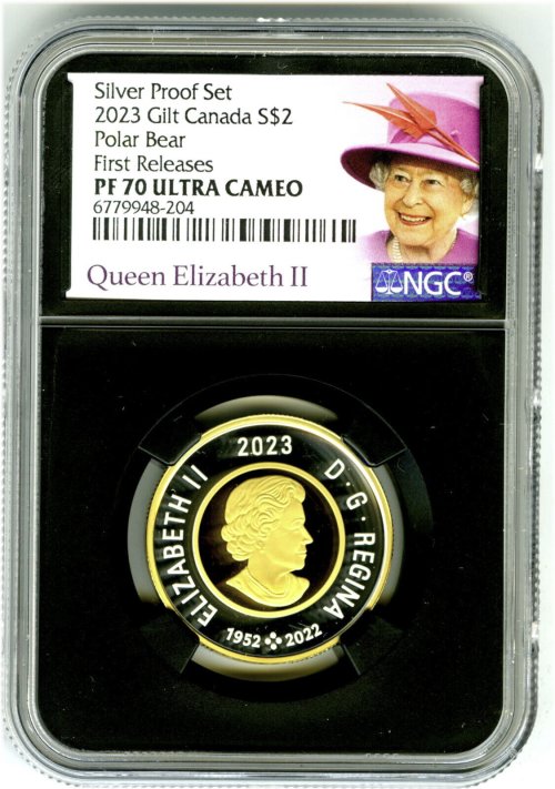 Gilded Silver Proof Toonie with Queen Elizabeth II Reign (2023) - NGC PF70