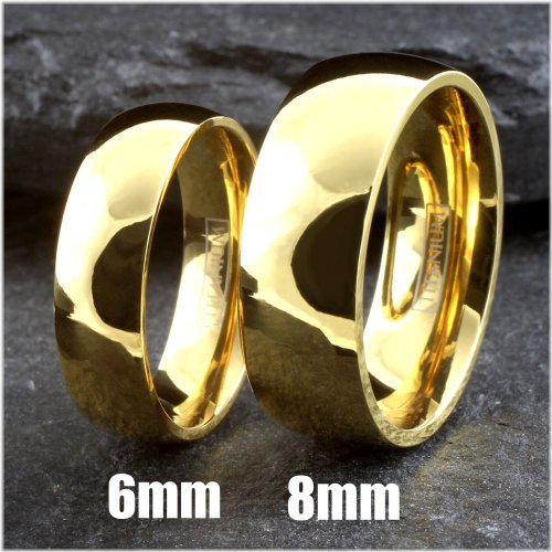 Titanium Gold Bands - Unisex 6/8mm Wedding Rings