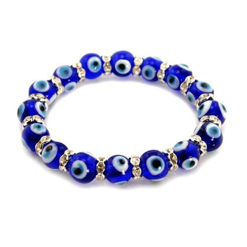 Blue Glass Bead Evil Eye Bracelet