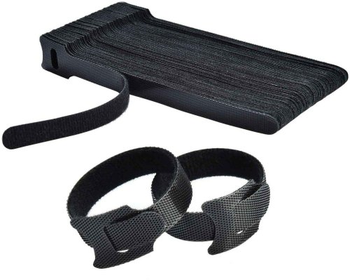 Black Cord Binders - Reusable Wire Straps for Organizing Cables