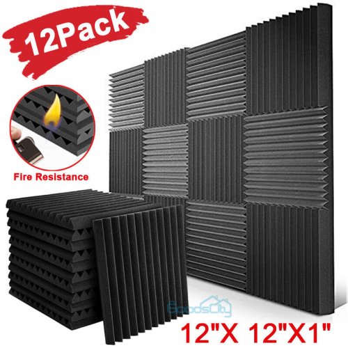 Acoustic Foam Panels for Soundproofing Walls - 12 Pack