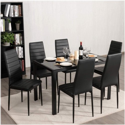 Black Metal Leg Dining Chair Set