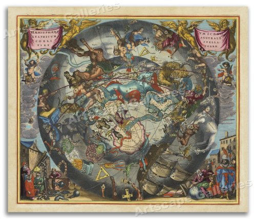 Southern Hemisphere Star Chart - Plate 28, Harmonia Macrocosmica