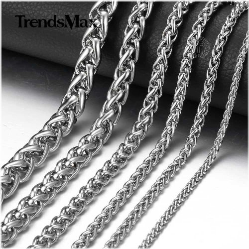 Silver Wheat Braided Chain Necklace