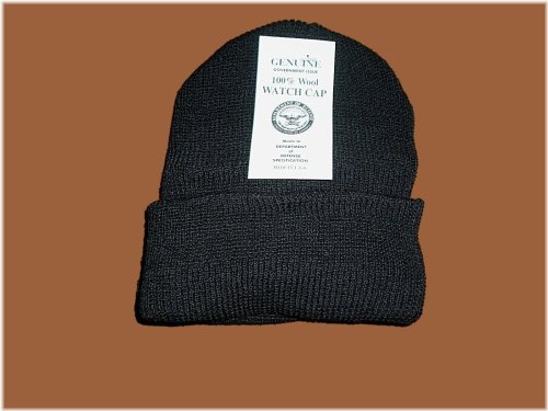 Black Wool Military Watch Cap