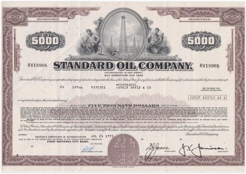 Vintage Standard Oil Company Bond Certificate