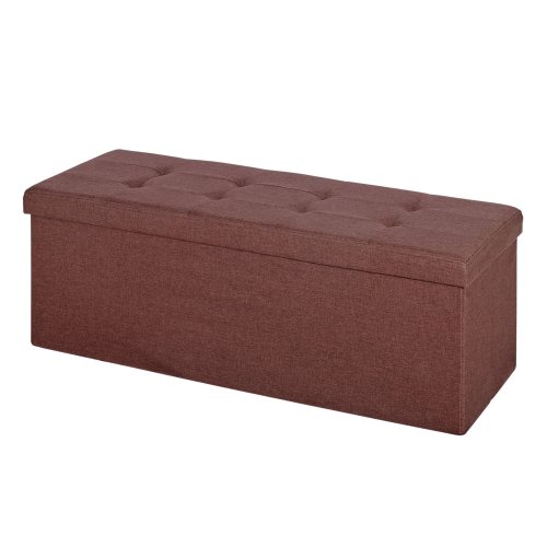 Brown Storage Bench Footrest with Lid