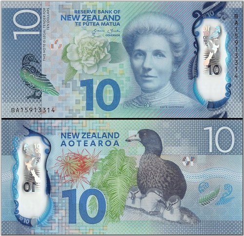 Kiwi Currency - 10 Dollar Polymer Note (2015)