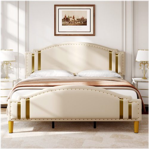 EleganceRest Upholstered Slat Bed Frame