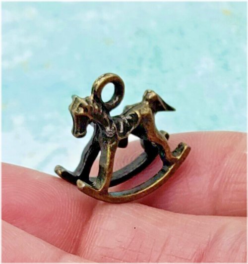Antique Bronze Rocking Horse Charms - Set of 8