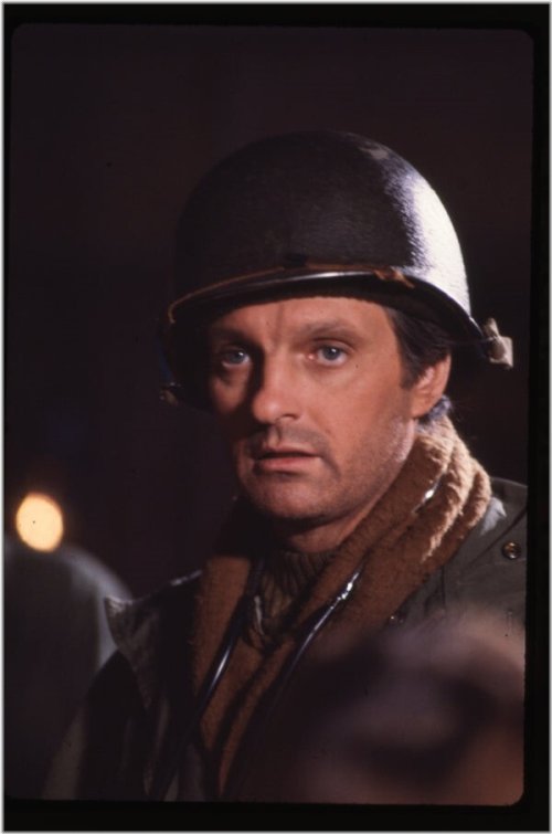 Vintage Alan Alda Close-Up in Army Helmet