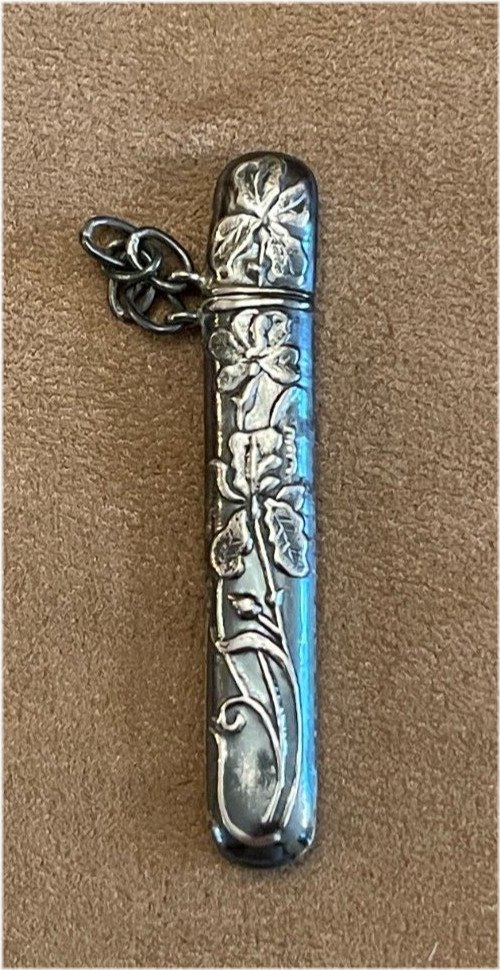 Art Nouveau Sterling Silver Needle Case Pendant