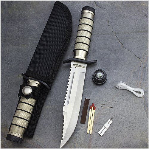 Vanguard Defender Fixed Blade Knife with Sheath - 9.5 inch Tactical Hunting and Survival Tool