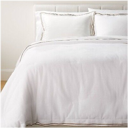 White/Camel Flange Merrow Comforter & Sham Set