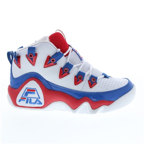 White Leather Athletic Basketball Shoes by Fila