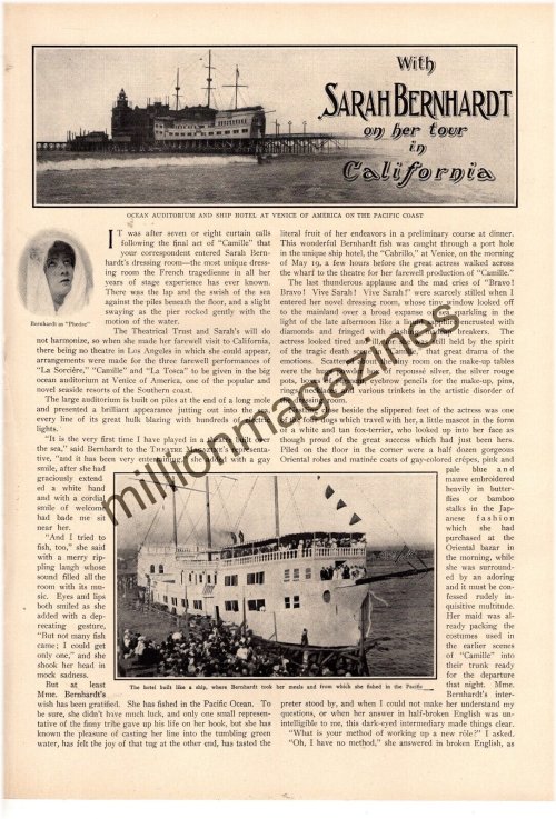 Sarah Bernhardt's California Tour Program