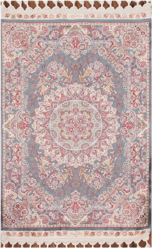 Elegant Gray Tebriz Turkish Floral Accent Rug