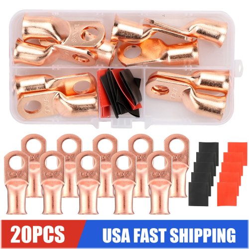 Copper Lug Set with Heat Shrink Terminals - 20 Piece Kit