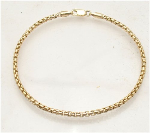 14K Yellow Gold Round Box Chain Anklet