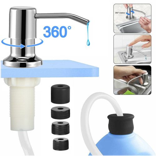 Stainless Steel Hand Pump Soap Dispenser Kit with 47" Extension Tube