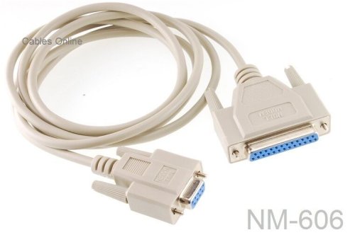 Null Modem Serial Cable - 6ft DB9 Female to DB25 Female by CablesOnline