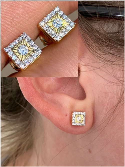 Golden Ice Stud Earrings