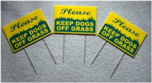 Grass Protection Signs for Dogs - Yellow