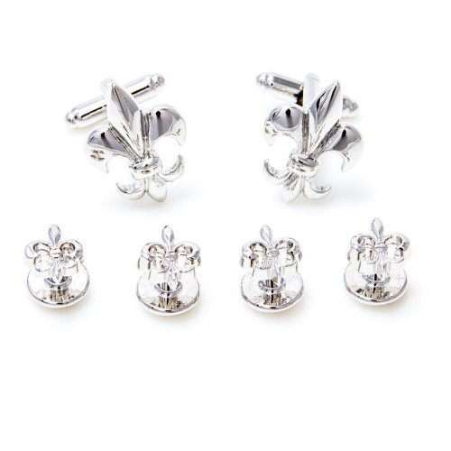 Elegant Fleur de Lis Cufflinks and Studs Set