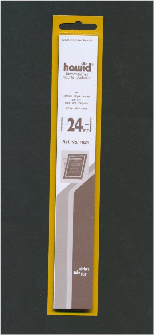 Black Stamp Mounts - Pack of 25, Size 24/210mm (24x210mm) Strip 1024