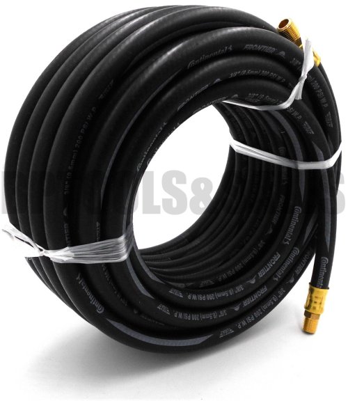 Continental Rubber Air Hose - 50ft x 3/8" ID with 1/4" NPT Fittings (Made in USA)