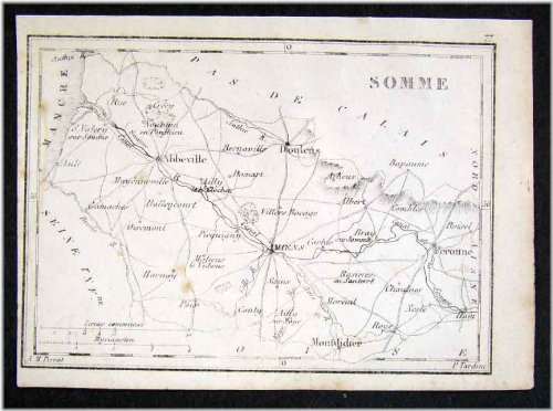 Antique Somme and Amiens Map