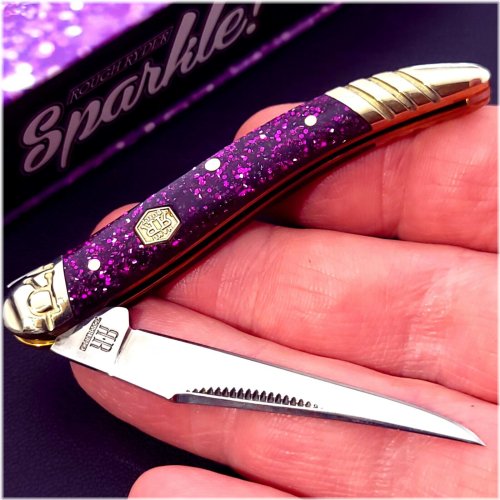 Purple Glitter Texas Toothpick Folding Knife