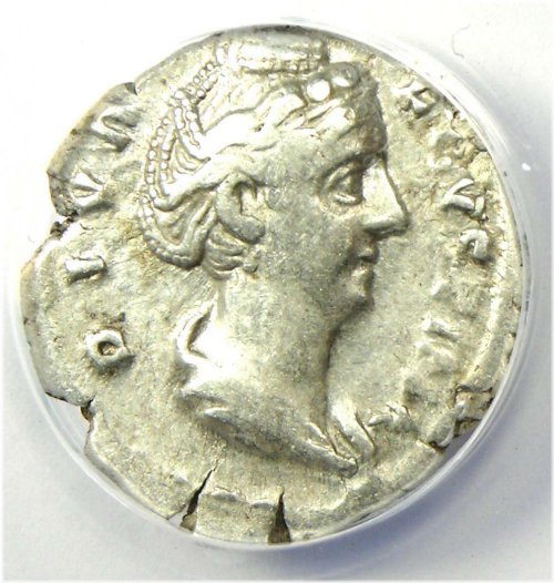 Faustina Silver Denarius 147 AD - ANACS Certified VF35