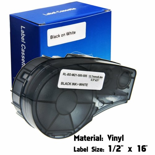 Brady M21-500-595-WT BMP21-PLUS Black/White Label Cartridge