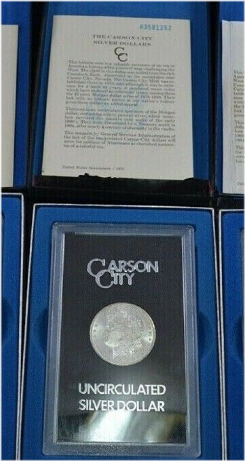 Carson City Uncirculated Morgan Silver Dollar with GSA Box and COA (1878-1921)