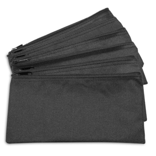 Black Zippered Deposit Bags Set of 6 by DALIX