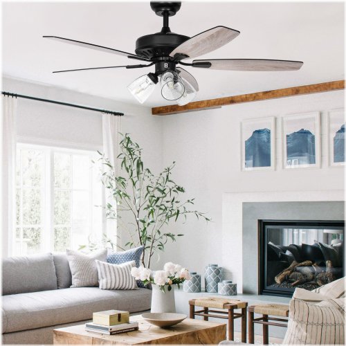 Crystal Glow Retractable Ceiling Fan with LED Light and Remote Control