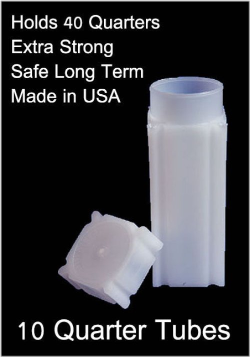 Square Archival Coin Tubes (Quarter Size, Pack of 10)