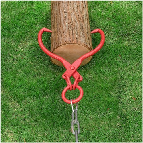 Red Ring Log Tongs: 25-Inch Steel Tools for Lifting and Dragging Logs